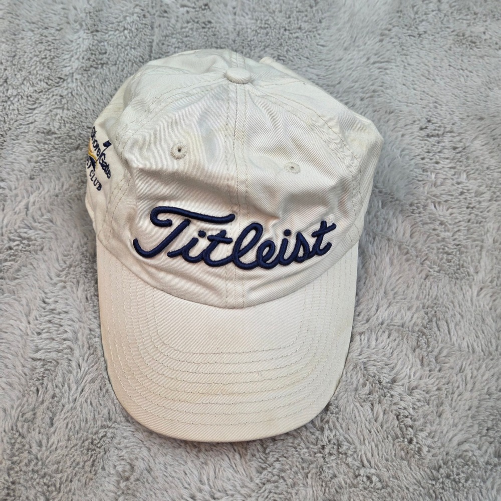 Titleist Golf Hat Mens OS Adjustable Shore Gate Golf Club Embroidered Logo Cream
